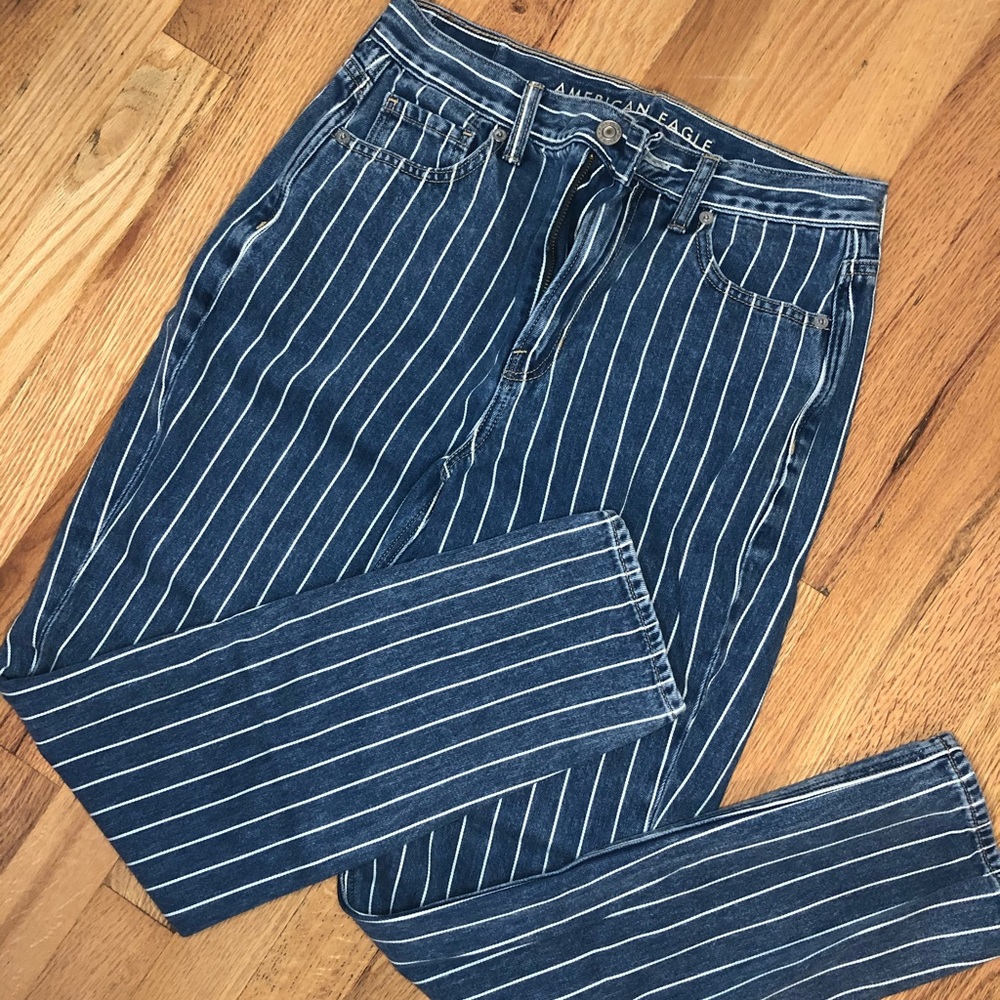 American Eagle Retro Striped Mom Jeans